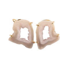 New fashion natural white geode slice durzi prong setting woman earring supplier