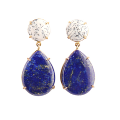 Lapis lazuli fine dangling 24k gold plated woman drop dangle earring Supplier