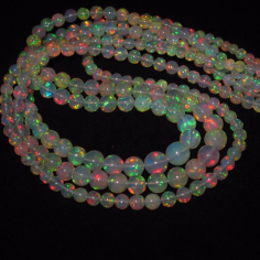 Wholesale Top Natural Fire Play Welo Ethiopian Opal Gemstone Round Beads