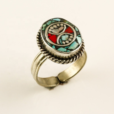 Wholesale Natural Turquoise Coral Lapis Gemstone Ring
