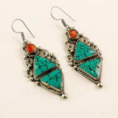 Natural Turquoise Coral Lapis Gemstone Earrings Exporter