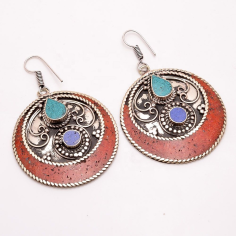 Natural Turquoise Coral Lapis Gemstone Earrings Manufacturer