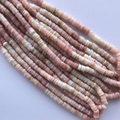 Natural Peruvian Pink Opal Stone Ombre Faceted Tyre Heishi Beads Wholesaler
