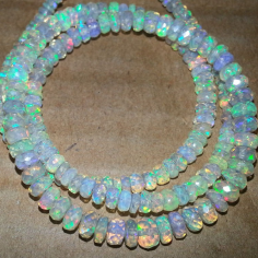 Natural Ethiopian Opal Faceted Rondelle Gemstone Beads Strand Wholesaler