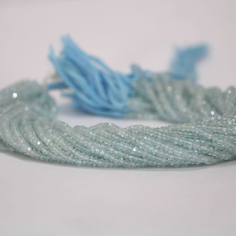 Natural Blue Aquamarine Faceted Rondelle Gemstone Beads Strand exporter