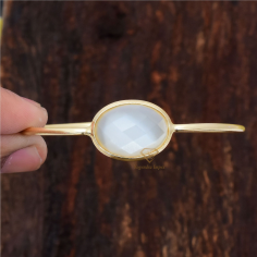 White Moonstone Bangle 925 Silver Bracelet exporter