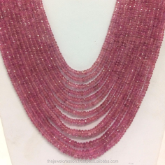 Pink Tourmaline Faceted Rondelle Gemstone Beads Strand Wholesaler