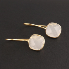 24k Gold plated briolette cut white chalcedony drop fine dangle Supplier