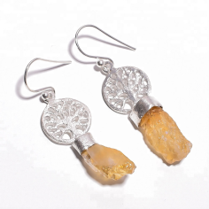 Natural Citrine Rough Gemstone Earrings Jewelry Manufacturer