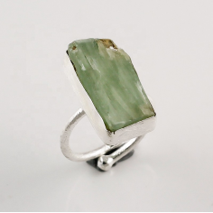 925 Sterling Silver Ring, Natural Rough Green Kyanite Gemstone Jewelry Exporter