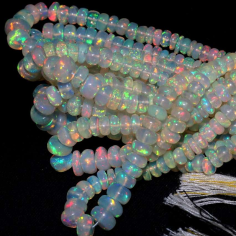 Natural Ethiopian Opal Opal Beads 3X7 MM Multi Fire Opal Beads Gemstone Exporter