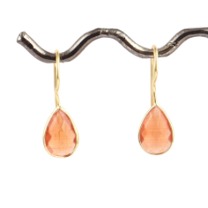 Factory directly sales pear shape briolette cut orange quartz earring Supplier