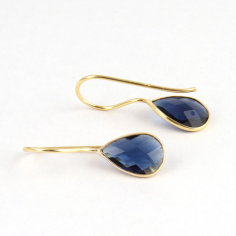 Pear shape briolette cut iolite quartz earring high quality gold/silver Supplier