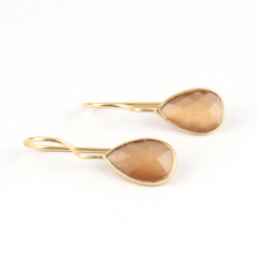 Latest woman fashions pear shape briolette cut brown cats eye earring Supplier