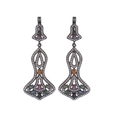 Multi-Tourmaline With Cubic Zirconia Dangle Earrings exporter