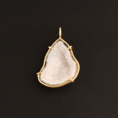 Elegant boho fashion natural white geode druse single bail loop pendant Supplier