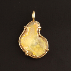 Hot selling natural yellow geode druse loop pendant connector Supplier