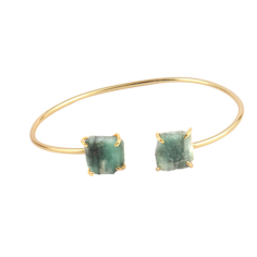 Fashion designs natural rough emerald prong setting bracelet Supplier