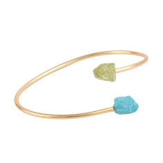 Latest fashion natural rough hoplite turquoise & peridot bracelet Supplier