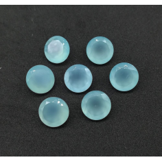 Natural Aqua Chalcedony Faceted Round Loose Gemstone Supplier