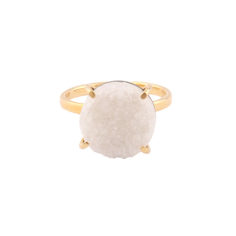 Natural white sugar druse ring gold/silver plated round shape Exporter