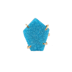 Best selling pentagon shape sky blue sugar druse ring gold/silver Exporter