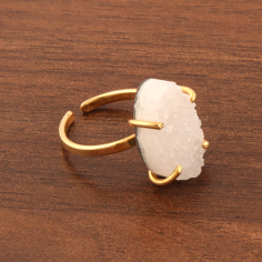 Natural white sugar druse ring gold/silver plated ring Exporter