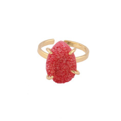 Pear shape natural red sugar druse ring gold/silver plated ring Exporter