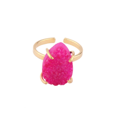 Natural pink sugar druse ring gold/silver plated ring Exporter