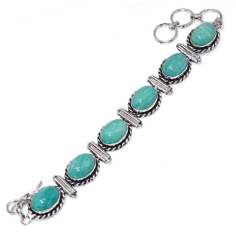 Amazonite Shell 925 Silver Chain Bracelet Gemstone Exporter