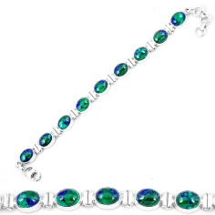 Natural Green Azurite Malachite Chrysocolla 925 Silver Tennis Bracelet Exporter