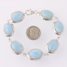 NEW Aquamarine Bracelet - Sterling Silver 925 Women's Wholesaler