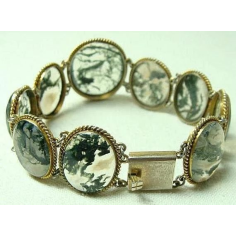 Silver Gold Metal Moss Agate Bracelet Exporter