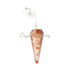 Sunstone Pointed Pendulum 6-7 inch chain with Clear Quartz bead Wholesaler