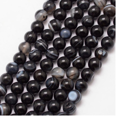 Black Banded Agate Gemstone Bead Strand Wholesaler