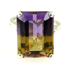 Large Emerald-Cut Ametrine Ring 925 Sterling Manufacturer