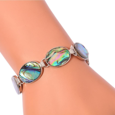 Natural Abalone Shell 925 Silver Filled Women Jewelry Chain Bracelet Supplier