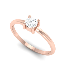 14K Rose gold 3mm White Diamond Round Brilliant Cut Ring For Women Exporter