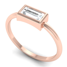 14K Rose gold 3x6mm White Diamond Baguette Cut Ring For Women Exporter