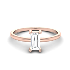 14K rose gold 2x4mm White Diamond Baguette Cut Simple Ring For Women Exporter