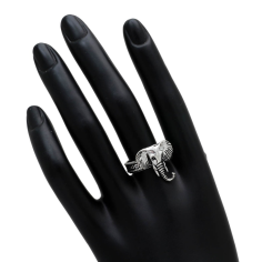 Silver Color Oxidised Elephant Design Ring Exporter