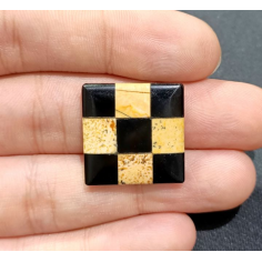 Jasper Black Onyx Joined Cabochon Square Shape Together Gemstone Wholesaler