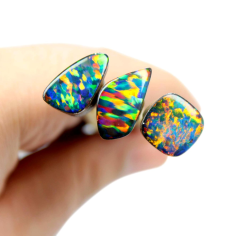 Synthetic Doublet Opal Black Opal Fancy Shape Gemstone Wholesaler