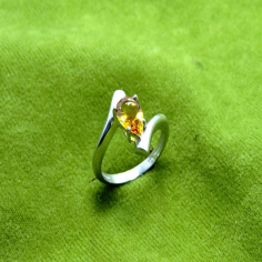 Natural Citrine Engagement Ring 925 Sterling Silver Manufacturer