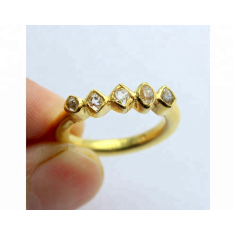 18" Gold Plated 925 Sterling Silver Herkimer Diamond Quartz Rough Ring Exporter