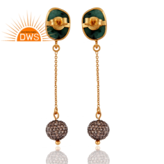 Sterling Silver Dangle Earring Diamond & Emerald Gemstone Manufacturer