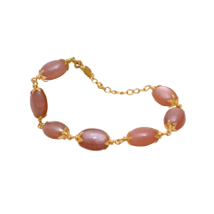 Genuine peach moonstone gemstone Charm Bracelet Supplier