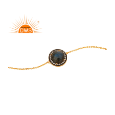 Selling Sterling Silver Gold Plated Labradorite & CZ Gemstone Bangle Exporter