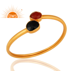 Sterling Silver Bangle Natural Red Onyx & Black Onyx Gemstone Exporter