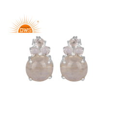 Quartz & Golden Rutile Gemstone Earring Wholesaler